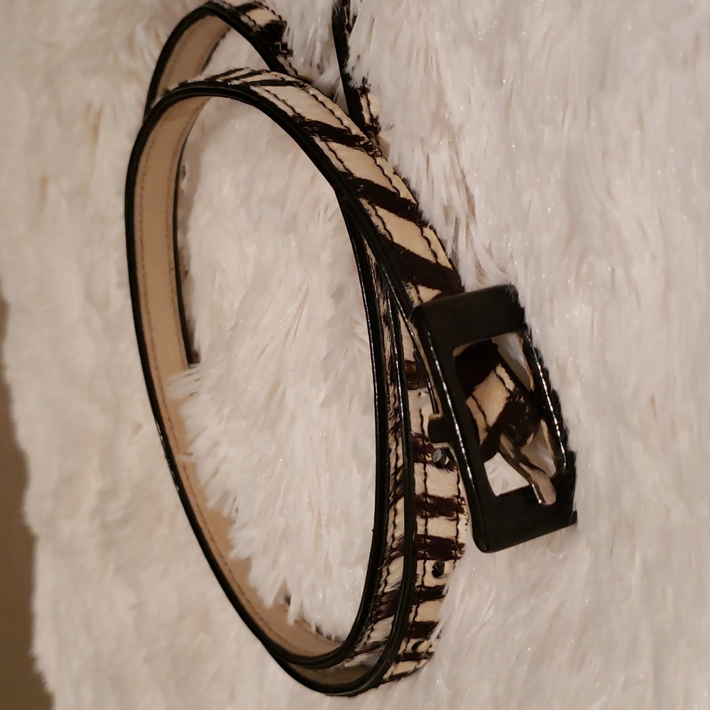 Nine West faux fur leopard belt